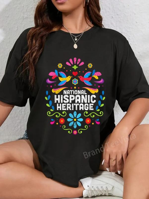 100% cotton National Hispanic Heritage Month T-Shirt women graphic shirts Hoodie, Sweatshirt | UrbanDripWear.com