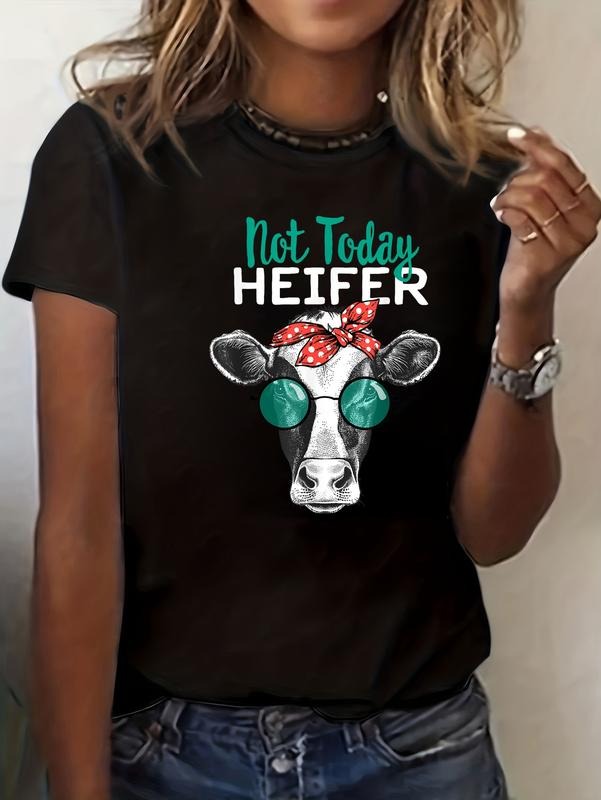 100% cotton Not Today Heifer Shirt, Country Sayings Not Today Heifer T-Shirt casual Fashion graphic tees for women...