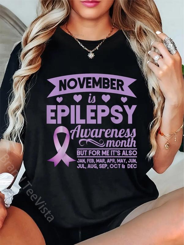 100% cotton November Is Epilepsy Awareness Month Ribbon T-Shirt women graphic shirts Hoodie, Sweatshirt | UrbanDripWear.com