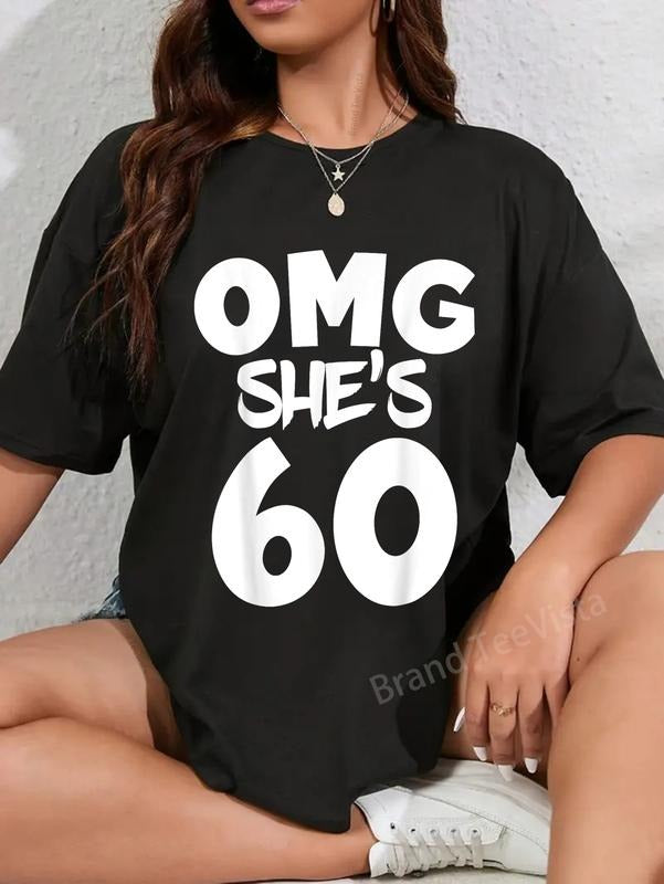 100% cotton OMG! She's 60 Years Birthday Girl 60th Birthday Crew Family T-Shirt women graphic shirts Hoodie, Sweatshirt