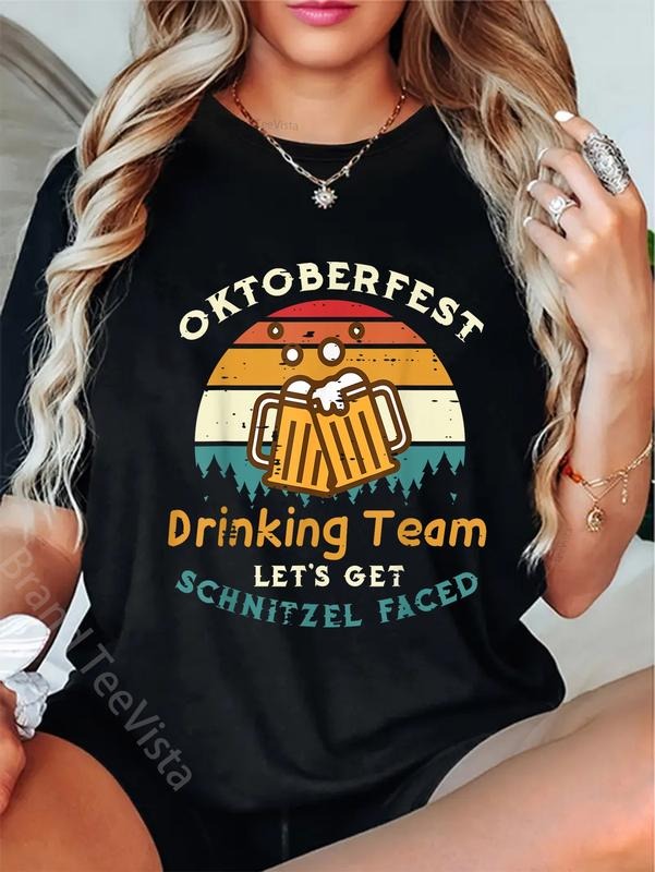 100% cotton Oktoberfest Team Lets Get Schnitzel Faced German Men Women T-Shirt women graphic shirts Hoodie, Sweatshirt