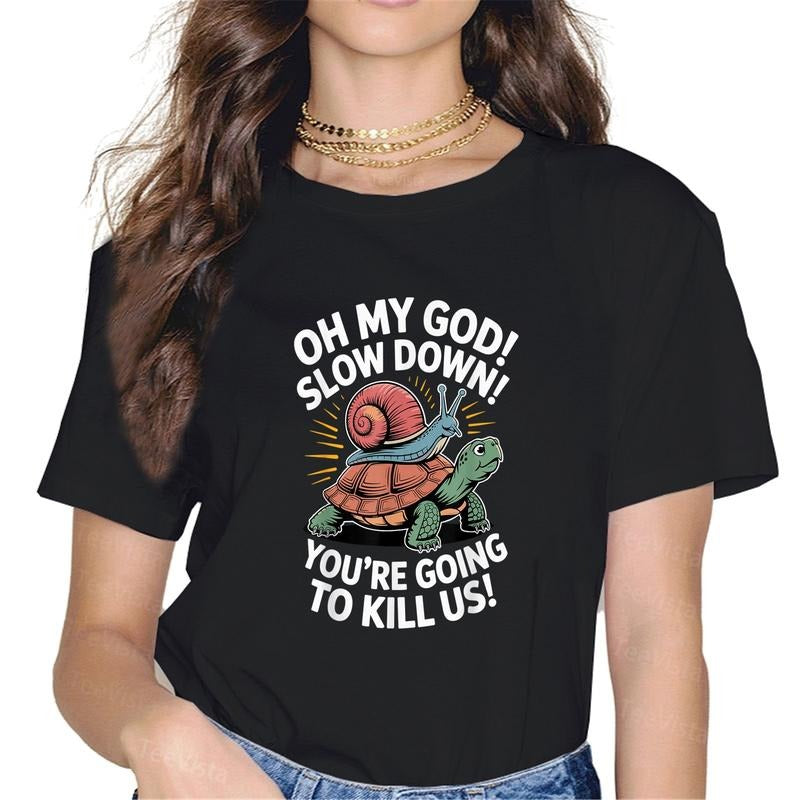 100% cotton Panicked Snail Riding Turtle T-Shirt women graphic shirts Hoodie, Sweatshirt | UrbanDripWear.com