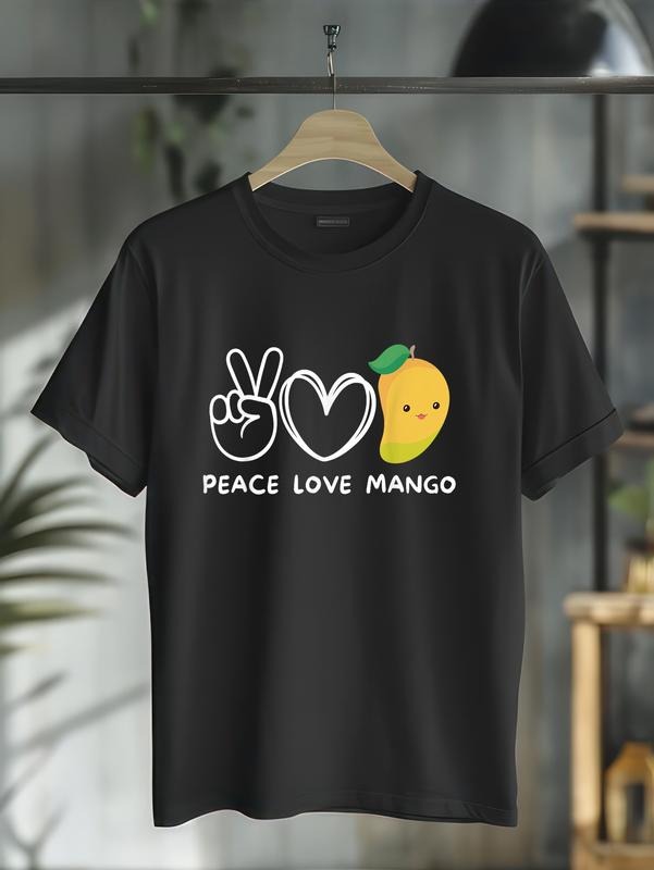 100% cotton Peace, Love Mango Retro Mango Lover Fruit Lover T-Shirt women graphic shirts Hoodie, Sweatshirt