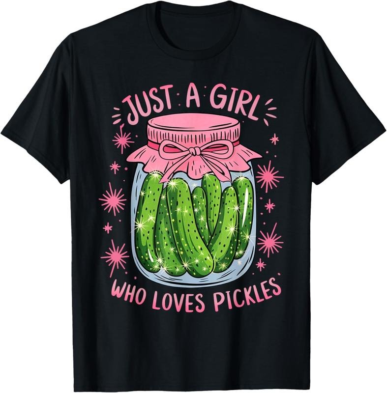 100% cotton Pickle Just a Girl Who Loves Pickles Funny Food Lover T-Shirt women graphic shirts Hoodie, Sweatshirt