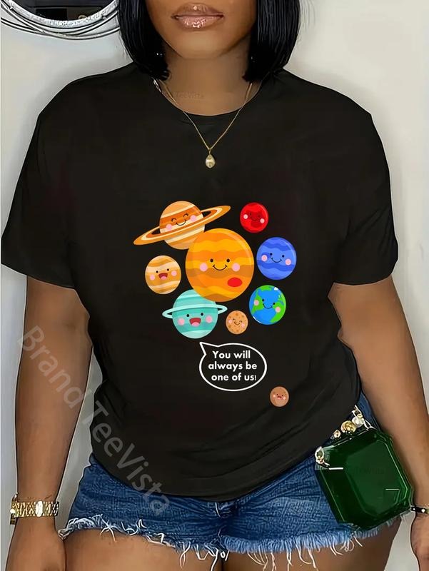 100% cotton Pluto Planet Shirt Funny Cartoon Planets Never Forget Pluto T-Shirt women graphic shirts Hoodie, Sweatshirt