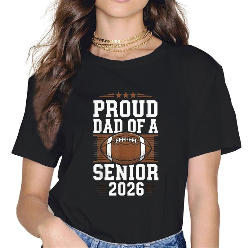 100% cotton Proud Senior Dad 2026 Football Game Day Team Pride Supporter T-Shirt women graphic shirts Hoodie, Sweatshirt