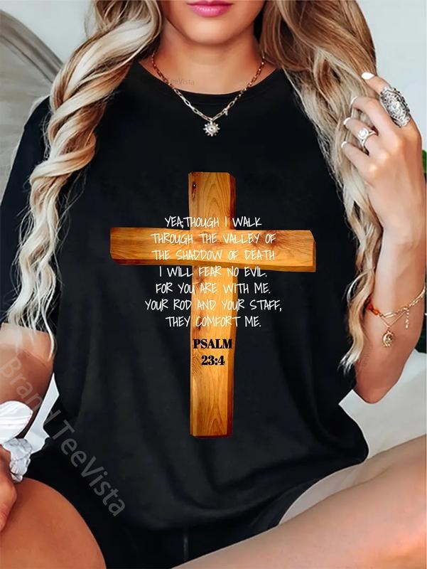100% cotton Psalm 23:4 Jesus Christ Revival Scripture T-Shirt women graphic shirts Hoodie, Sweatshirt | UrbanDripWear.com