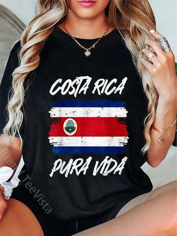100% cotton Pura Vida National Flag Of Costa Rica Cool Central America T-Shirt women graphic shirts Hoodie, Sweatshirt
