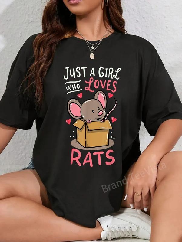 100% cotton Rat Just A Girl Who Loves Rats Funny Cute Pet Gift T-Shirt women graphic shirts Hoodie, Sweatshirt