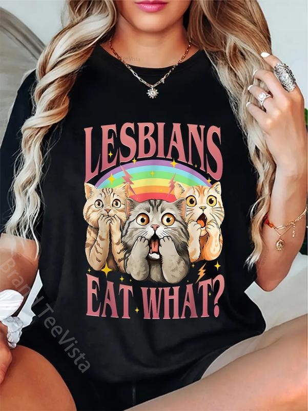 100% cotton Retro Lgbt Eat What Cat Lesbian Pride Month Equal Rights T-Shirt women graphic shirts Hoodie, Sweatshirt