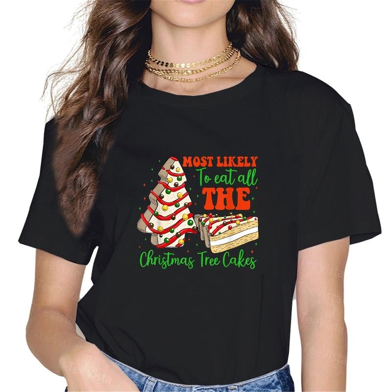 100% cotton Retro Most Likely To Eat All The Christmas Tree Cakes Debbie T-Shirt women graphic shirts Hoodie, Sweatshirt
