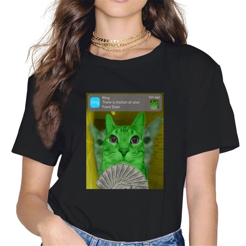 100% cotton Ring There is Motion at Your Front Door Alien Cat Meme T-Shirt women graphic shirts style 02 Hoodie, Sweatshirt