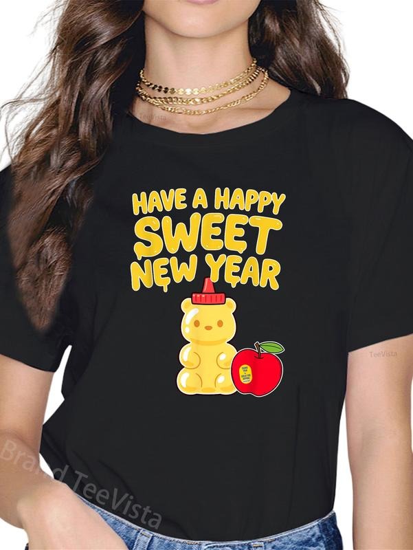 100% cotton Rosh Hashanah Happy Sweet New Year Honey Bear Jewish Holiday T-Shirt women graphic shirts Hoodie, Sweatshirt