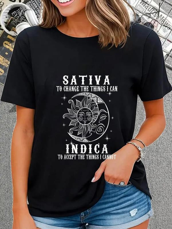 100% cotton Sativa To Change The Things I Can Indica Cannabis Weed T-Shirt casual Fashion graphic tees for women Hoodie,...