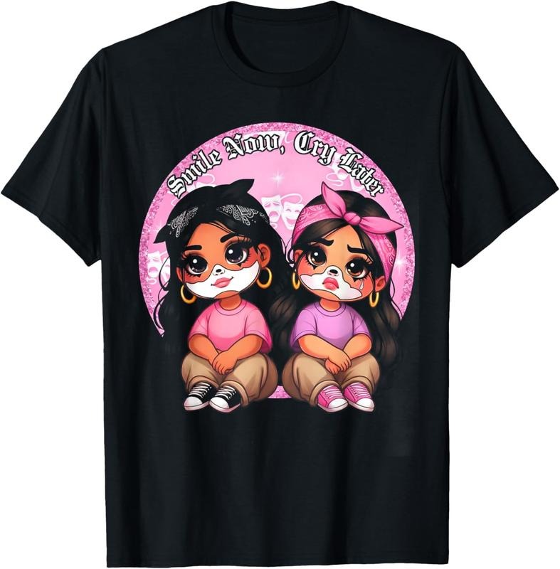 100% cotton Smile Now Cry Later Chicana Girls T-Shirt casual Fashion graphic tees for women Hoodie, Sweatshirt