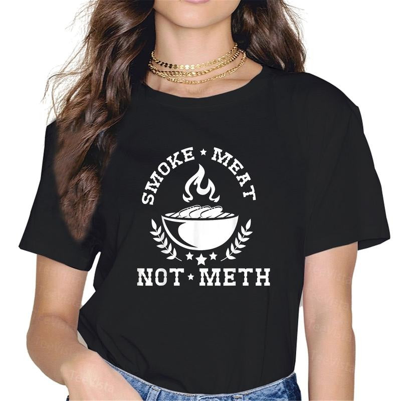 100% cotton Smoke Meat Not Meth Shirt Barbecue Grill Or Grilling Gift T-Shirt women graphic shirts Hoodie, Sweatshirt