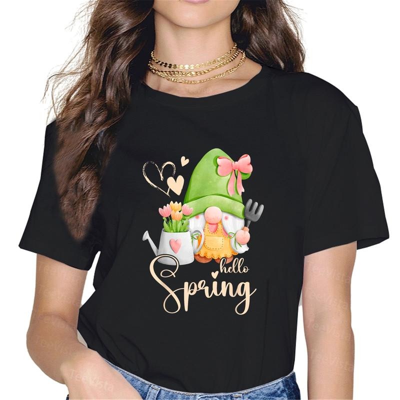 100% cotton Spring, gnome with flowers, flower care, florist T-Shirt women graphic shirts Hoodie, Sweatshirt