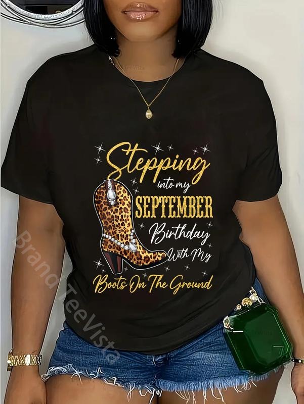 100% cotton Stepping Into My September Birthday Western Cowgirl Bday T-Shirt women graphic shirts Hoodie, Sweatshirt