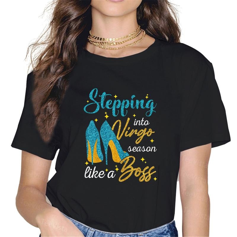100% cotton Stepping into Virgo Season Like A Boss September T-Shirt women graphic shirts Hoodie, Sweatshirt