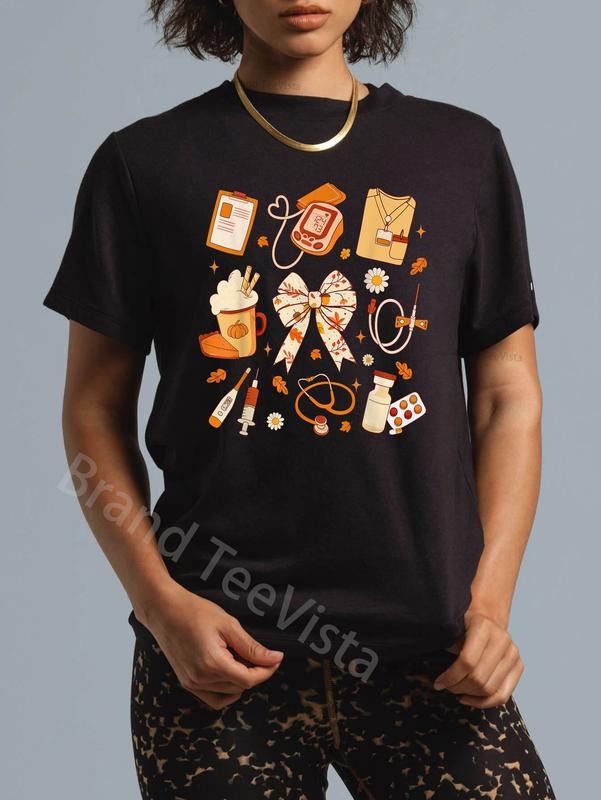 100% cotton Thankful Nurse Fall Stethoscope Coquette Bow Thanksgiving T-Shirt women graphic shirts Hoodie, Sweatshirt