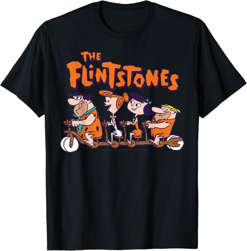 100% cotton The Flintstones Group Shot Bike Ride T-Shirt casual Fashion graphic tees for women Hoodie, Sweatshirt