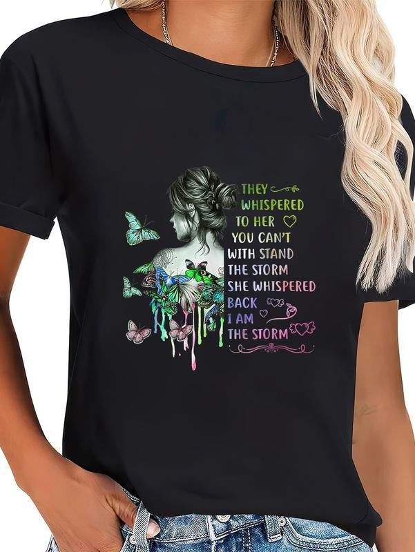 100% cotton They Whispered to Her You Cannot Withstand The Storm T-Shirt women graphic shirts Hoodie, Sweatshirt