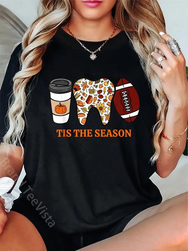 100% cotton Tis The Season Fall Dental American Football Game Day Sports T-Shirt women graphic shirts Hoodie, Sweatshirt
