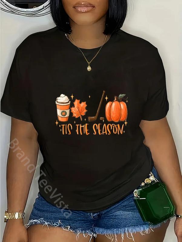 100% cotton Tis The Season Hockey Latte Leaves Hello Pumpkin Halloween T-Shirt women graphic shirts Hoodie, Sweatshirt