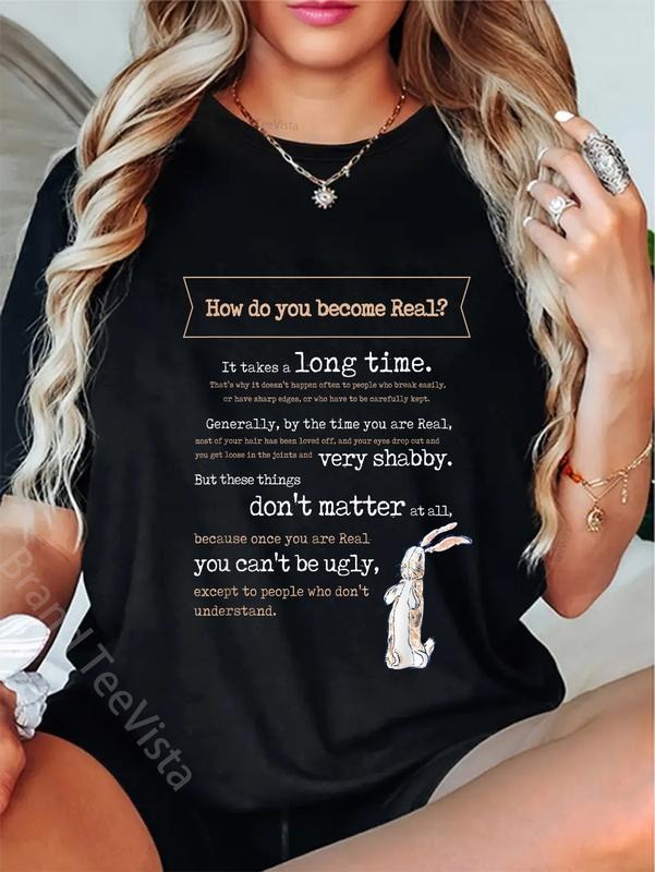 100% cotton Velveteen Rabbit Book Quote 1922 Becoming Real Skin Horse T-Shirt women graphic shirts Hoodie, Sweatshirt