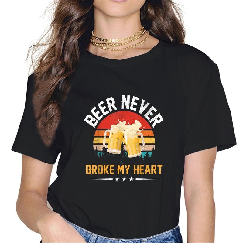 100% cotton Vintage Beer Never Broke My Heart Funny Drinking Party Gift T-Shirt women graphic shirts Hoodie, Sweatshirt