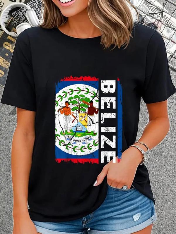 100% cotton Vintage Belizean Flag Belize Pride Roots Heritage T-Shirt casual Fashion graphic tees for women Hoodie,...