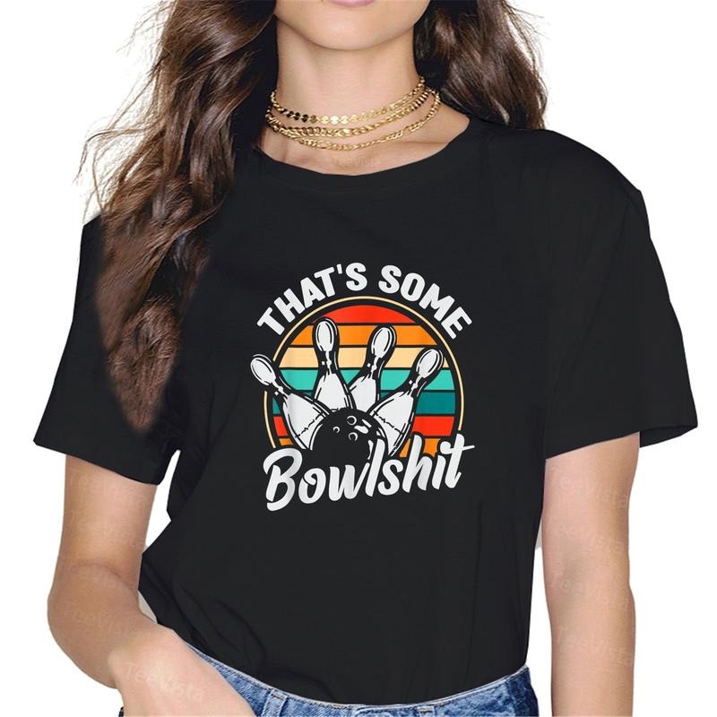 100% cotton Vintage Bowling That's Some Bowlshit Retro Funny Bowler T-Shirt women graphic shirts style 02 Hoodie, Sweatshirt