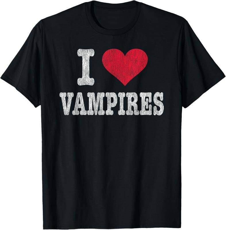 100% cotton Vintage I Love Vampires T Shirt Trendy Gift T-Shirt women graphic shirts Hoodie, Sweatshirt | UrbanDripWear.com