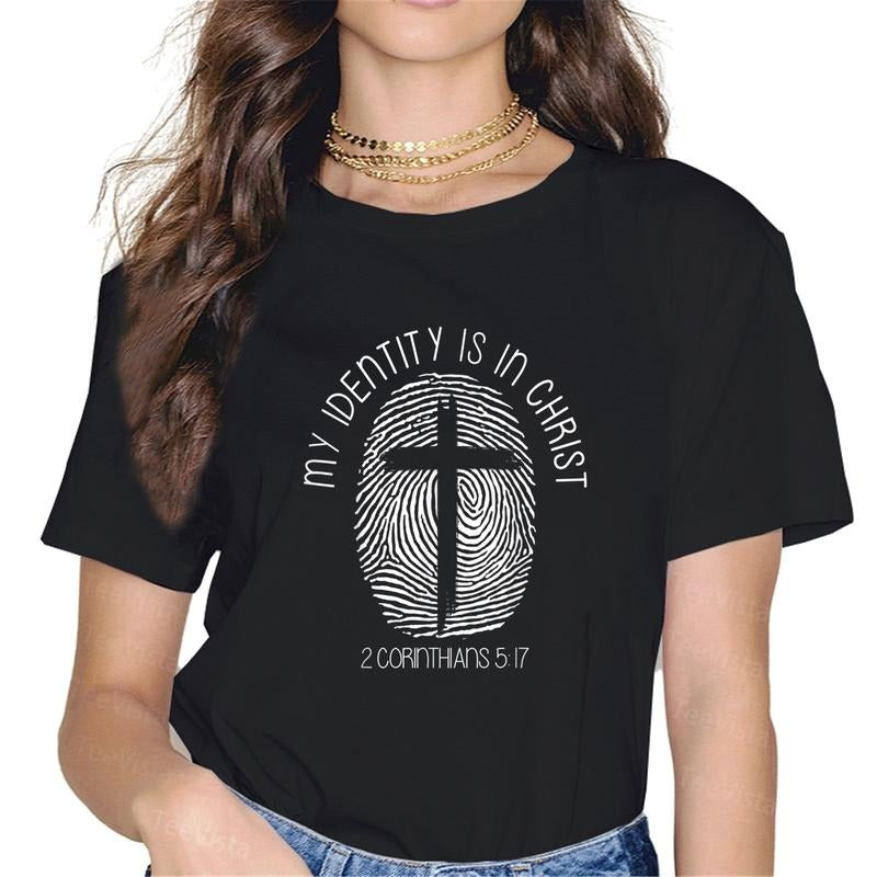 100% cotton Vintage My Identity Is In Jesus Christ DNA Cross Christians T-Shirt women graphic shirts Hoodie, Sweatshirt
