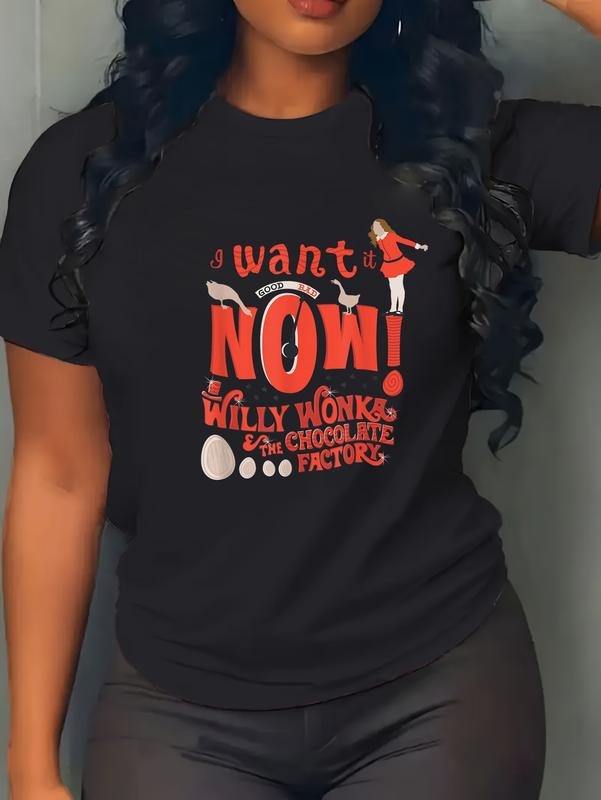 100% cotton Willy Wonka and the Chocolate Factory I Want It Now T-Shirt casual Fashion graphic tees for women Hoodie,...