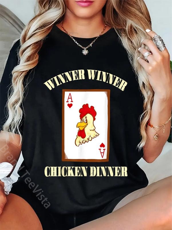 100% cotton Winner Chicken Lucky Casino Gambling Blackjack tshirt T-Shirt women graphic shirts Hoodie, Sweatshirt