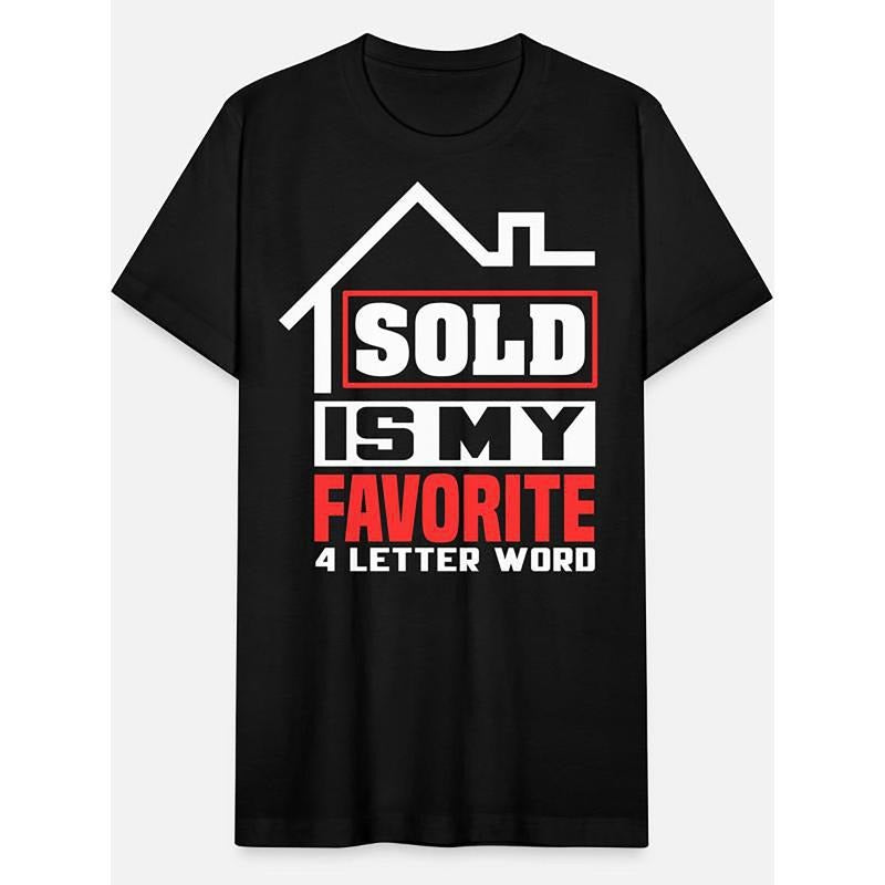 100% cotton, Sold Is My Favorite 4 One Letter Word-6893 Funny Men'S Short Sleeve Pattern T-shirt Collection Black, made...