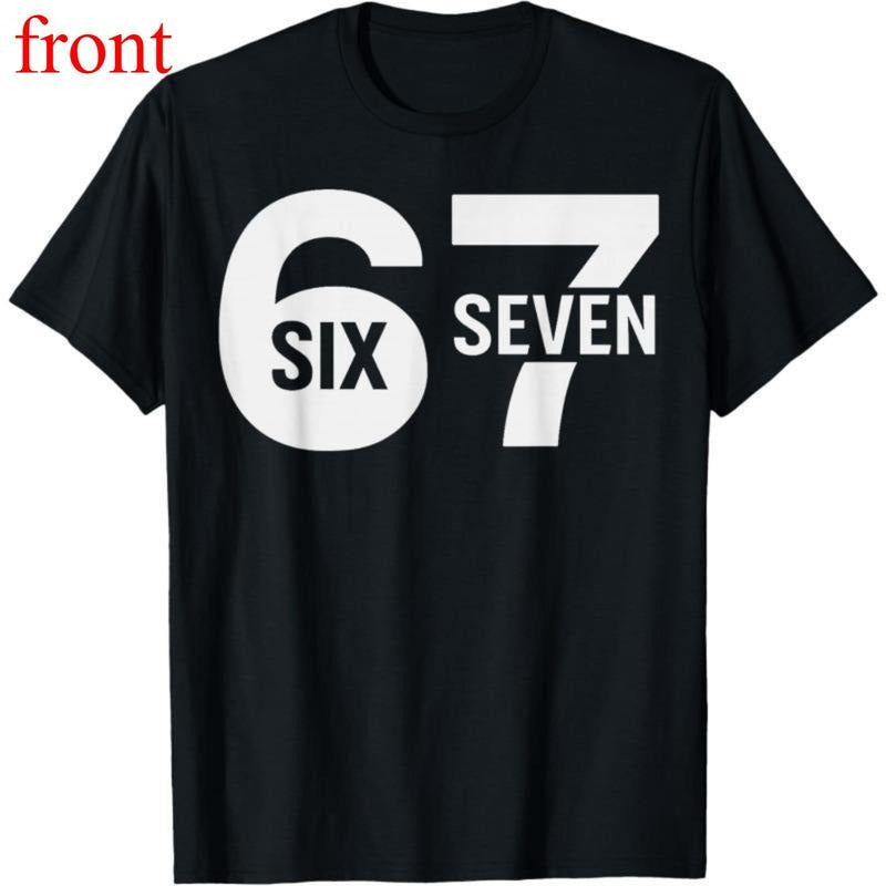 100%Cotton Unisex Fun Six Seven 6 7 Meme Design 6 7 T-Shirt, Casual Round Neck Design Graphic Tees Streetwear Black...