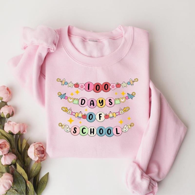 100 Days of School Sweatshirt, Back To School Cotton Crewneck T-Shirts, Hoodie | UrbanDripWear.com