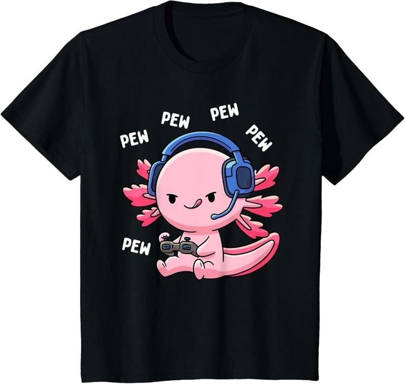 100%cotton Axolotl Gaming Kids Boys Girls Anime Video Game Pew Gamer T-Shirt Hoodie, Sweatshirt | UrbanDripWear.com