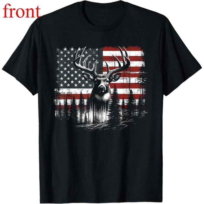 100%cotton Deer Hunting American Flag Whitetail Buck Antlers T-Shirt Hoodie, Sweatshirt | UrbanDripWear.com