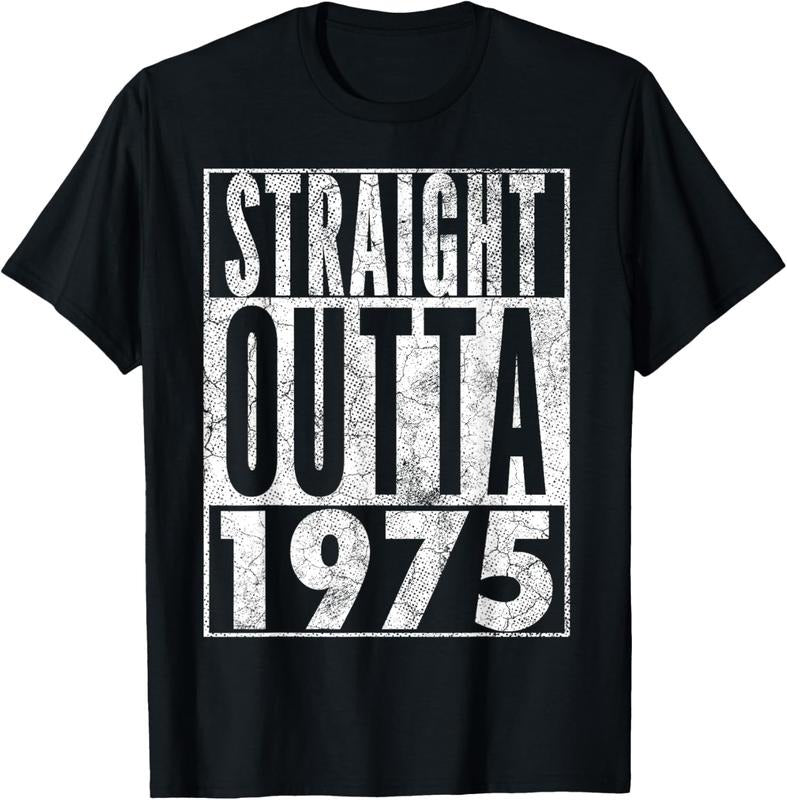 100%cotton Straight Outta 1975 50th Birthday Shirt 50 Years Old Vintage T-Shirt Hoodie, Sweatshirt | UrbanDripWear.com