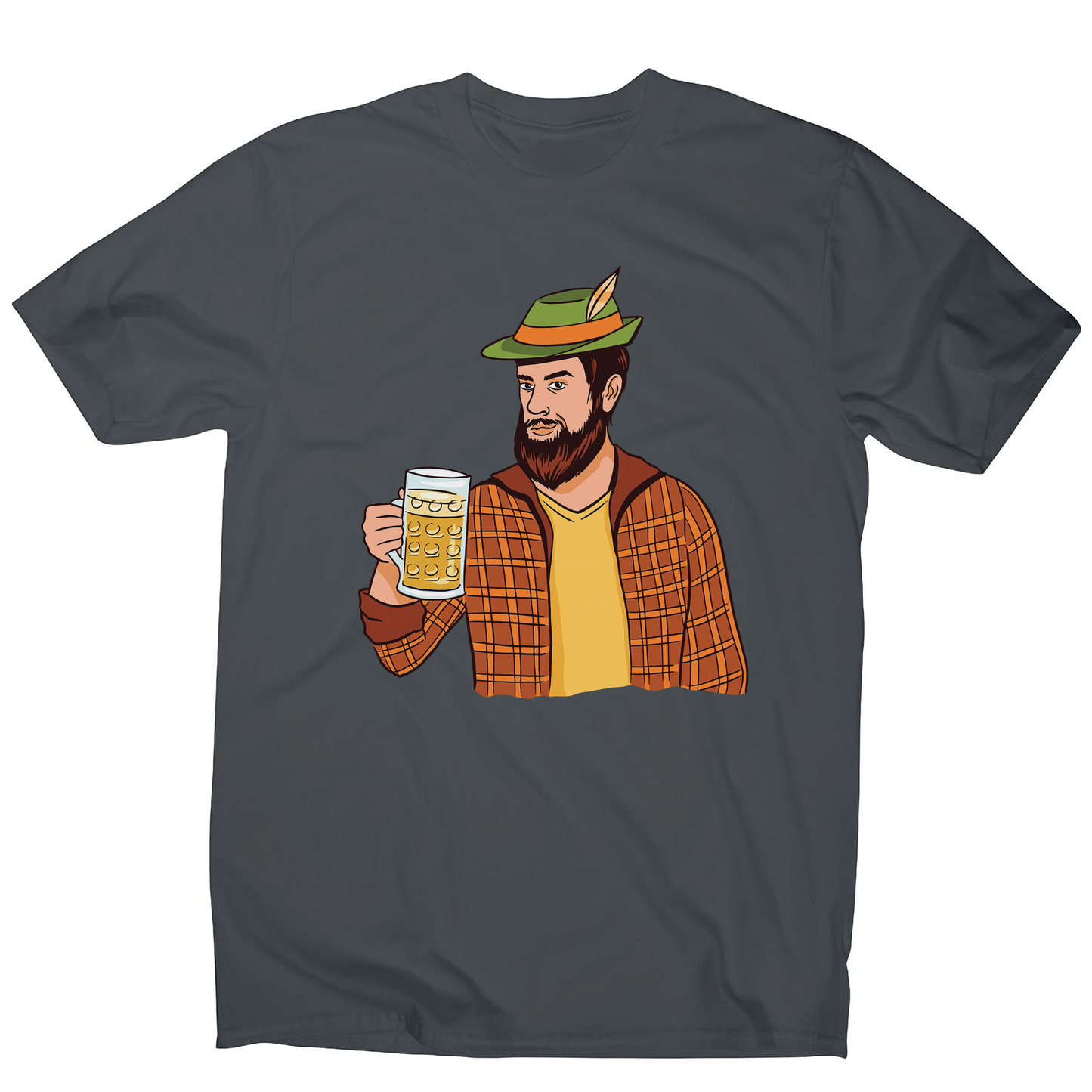 Hipster man with beer men's t-shirt