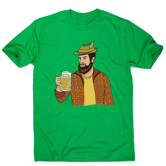 Hipster man with beer men's t-shirt