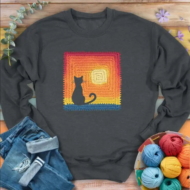 Cat Granny Square Sweatshirt