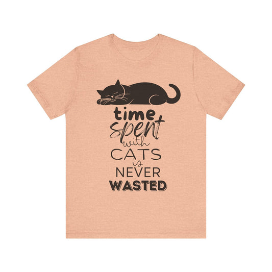 Purrfect Moments Tee - 'Time Spent with Cats is Never Wasted' T-Shirt Unisex Jersey Short Sleeve Tee