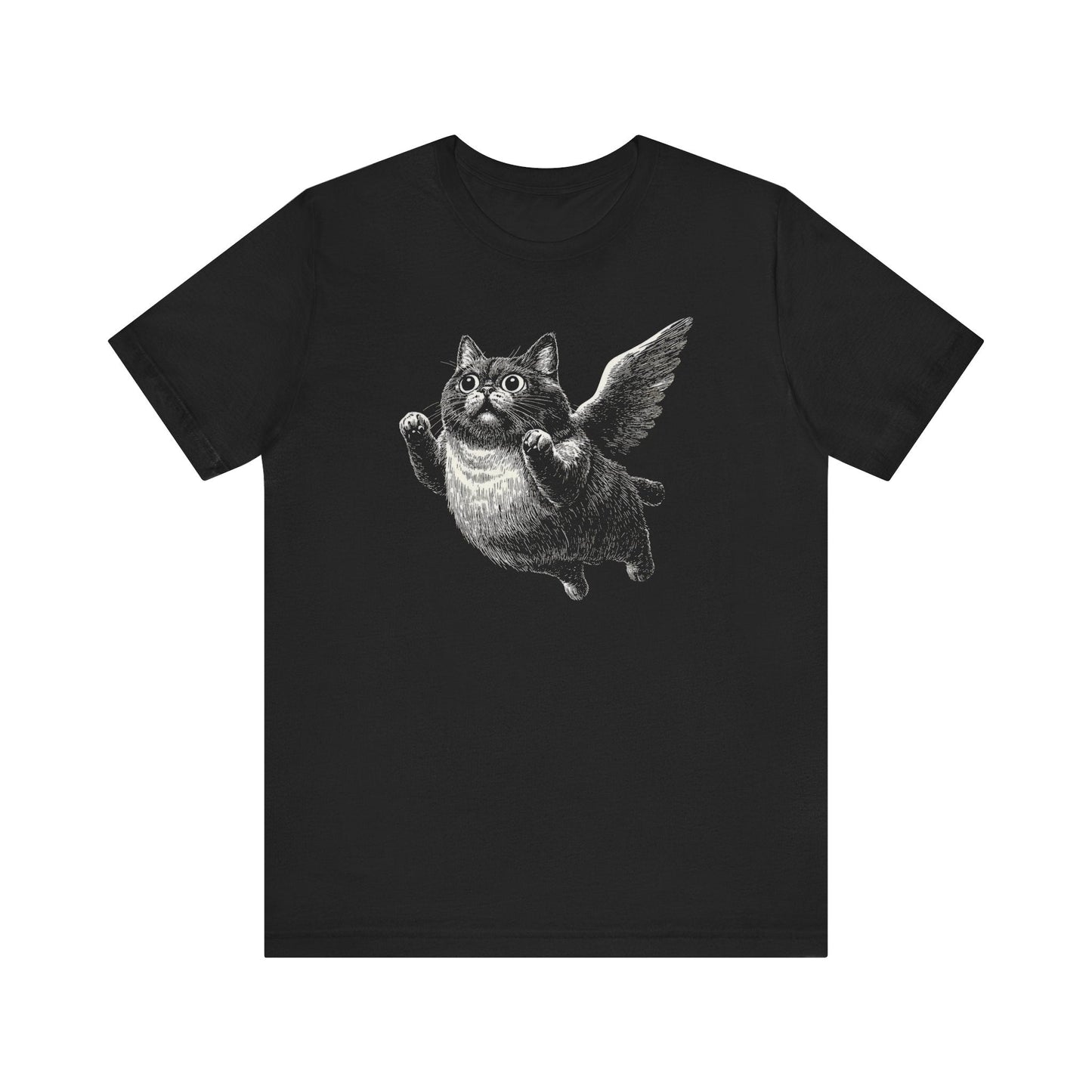 Flying Chubby Cat with Wings Graphic T-Shirt