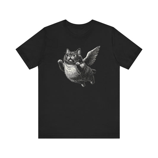 Flying Chubby Cat with Wings Graphic T-Shirt
