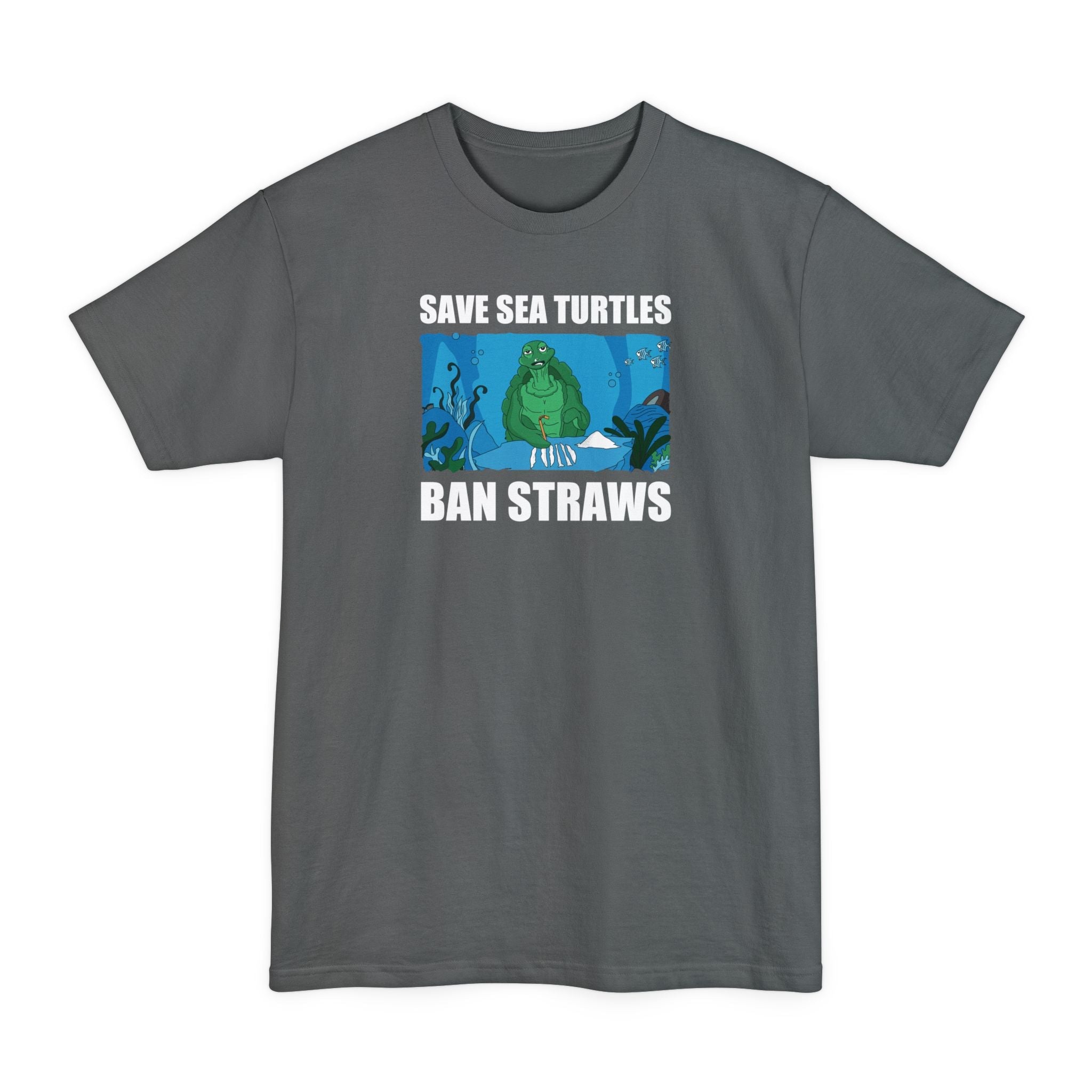 Save Sea Turtles. Ban Straws - Men's Tall T-Shirt