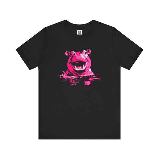 Playful Hippo Graphic Tee Style001